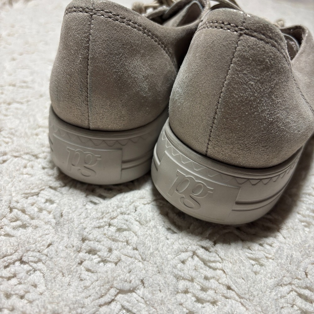 Paul Green $498 Genuine‎ Leather Taupe Shimmer Platform Lace Up Sneakers US 8.5 - Picture 7 of 16
